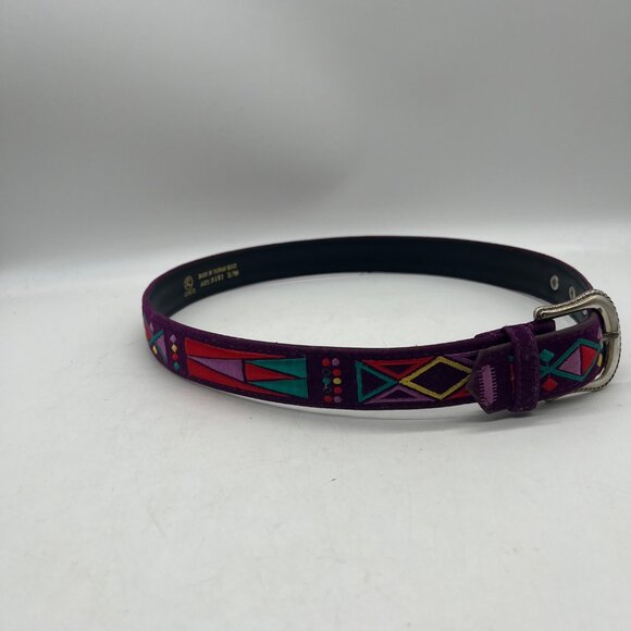 Purple Aztec 60s Style Belt Size Small - Medium 34" Purple Hippy Colorful Comeco - Picture 2 of 10